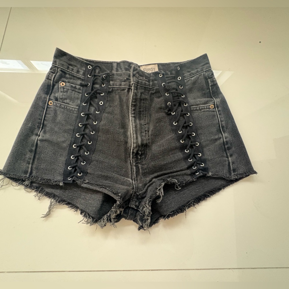 Stylish Black Lace-Up Women Jeans